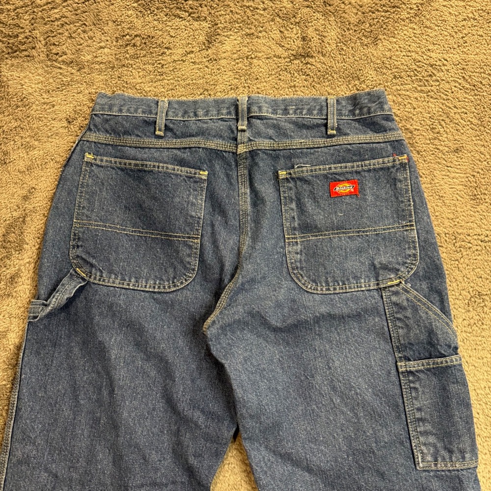 Dickies Mens Blue Denim Carpenter Jeans Straight Leg Utility Pants 34x34 - Picture 3 of 7